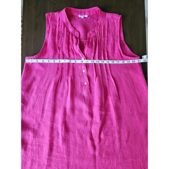 Rosemarine Pink Linen Sleeveless Midi Dress Italy Pintuck Lace Bottom Size L - Picture 6 of 8